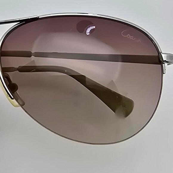 Coach S1013 045 Silver Frame Brown Gradient Lens Semi Rimless Aviator Sunglasses main image 4